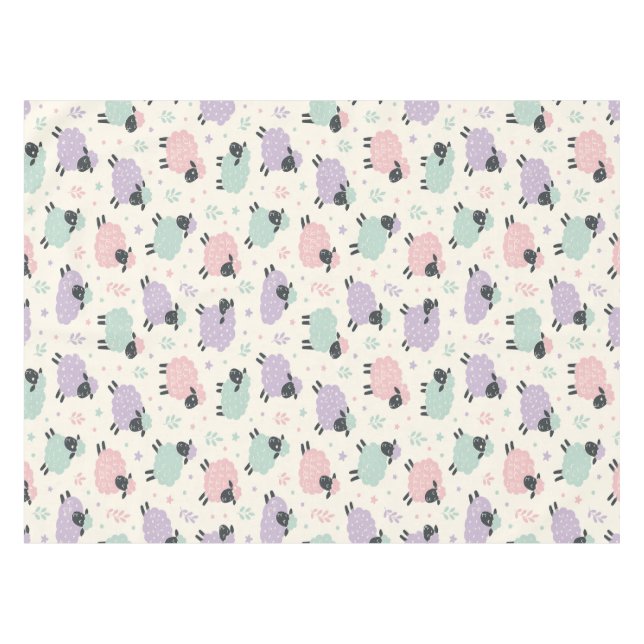 Pastell-Regenbogen-Schaf-Muster Tischdecke (Vorderseite (Horizontal))