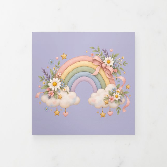 Pastell-Regenbogen-Schreibwaren  Dreifach-gefaltete Programmkarte (Cover)