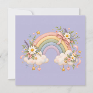 Pastell-Regenbogen-Schreibwaren Einladung
