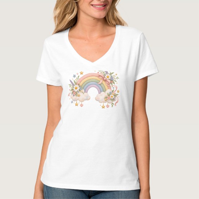 Pastell-Regenbogen-Schreibwaren  T-Shirt (Vorderseite)