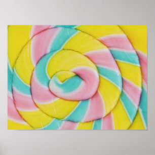 Pastell-Regenbogen-Spiral-Süßigkeiten-Foto Poster