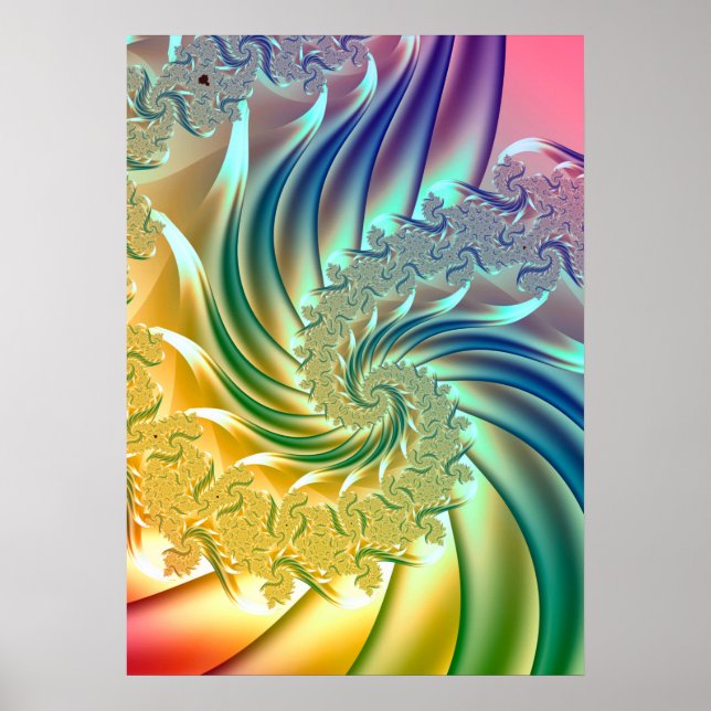 Pastell-Regenbogen-Spirale Poster (Vorne)
