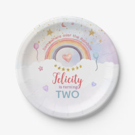 Pastell-Regenbogen-Tie-Dye-Birthday Pappteller