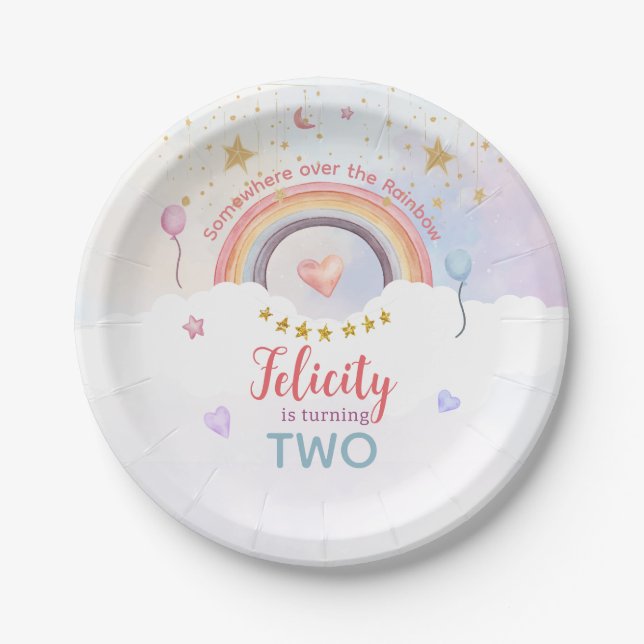 Pastell-Regenbogen-Tie-Dye-Birthday Pappteller (Vorderseite)