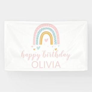 Pastell Regenbogen und Herzen Geburtstagsbanner Banner