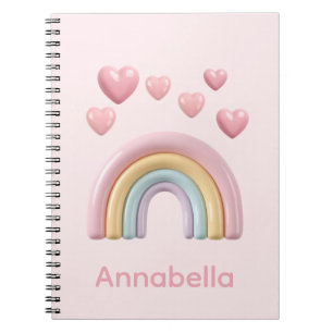 Pastell-Regenbogen und Herzen mit rosa individuell Notizblock
