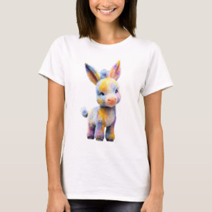Pastell-Regenbogen-Wasserfarbe-Baby-Esel-Frauen T-Shirt