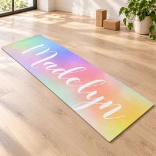 Pastell-Regenbogen-Wasserfarbe-Script-Monogramm Yogamatte