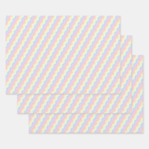 Pastell-Regenbogen-Wellen-Geschenkpapier-Set Geschenkpapier Set