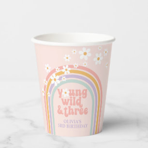 Pastell-Regenbogen Young Wild drei 3. Geburtstag Pappbecher