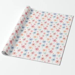 Pastell-Regenbogenblumen auf Weiß Geschenkpapier
