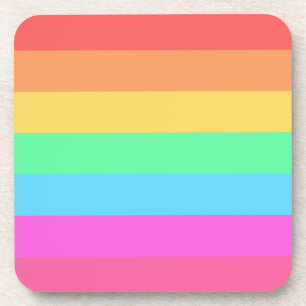 Pastell-Regenbogenfarben-Streifen-Design  Getränkeuntersetzer