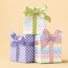 Pastell Regenbogenfeder Violett Set von 3 Geschenkpapier Set