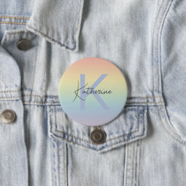 Pastell-Regenbogenverlauf-Monogramm Button