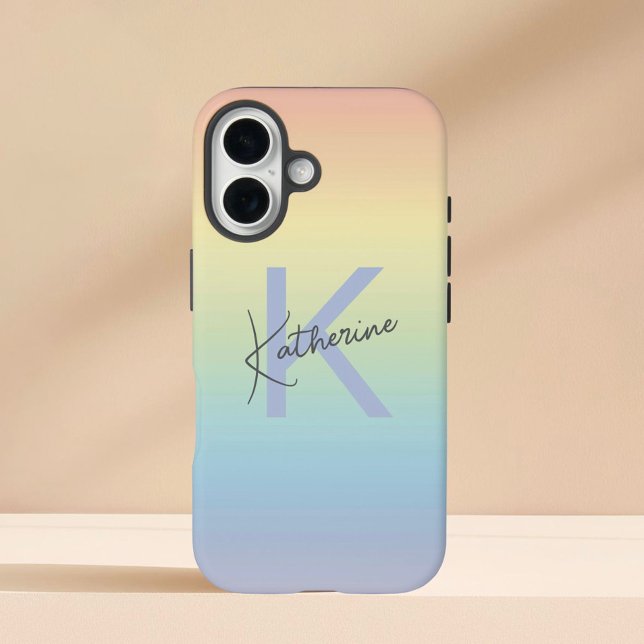 Pastell-Regenbogenverlauf-Monogramm Case-Mate iPhone Hülle (Von Creator hochgeladen)