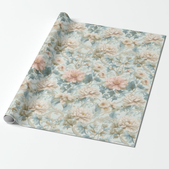 Pastell-Regency-Garten-Blumen Geschenkpapier (Ungerollt)