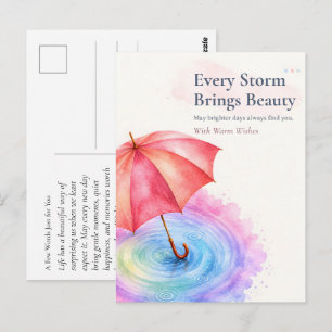 Pastell-Regenschirm-Wasserfarbeneffekt-Kunst Postkarte