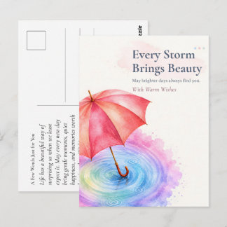 Pastell-Regenschirm-Wasserfarbeneffekt-Kunst Postkarte