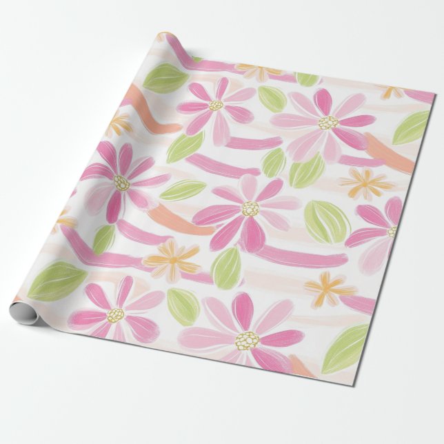 Pastell-Retro-Blumen (2) Geschenkpapier (Ungerollt)