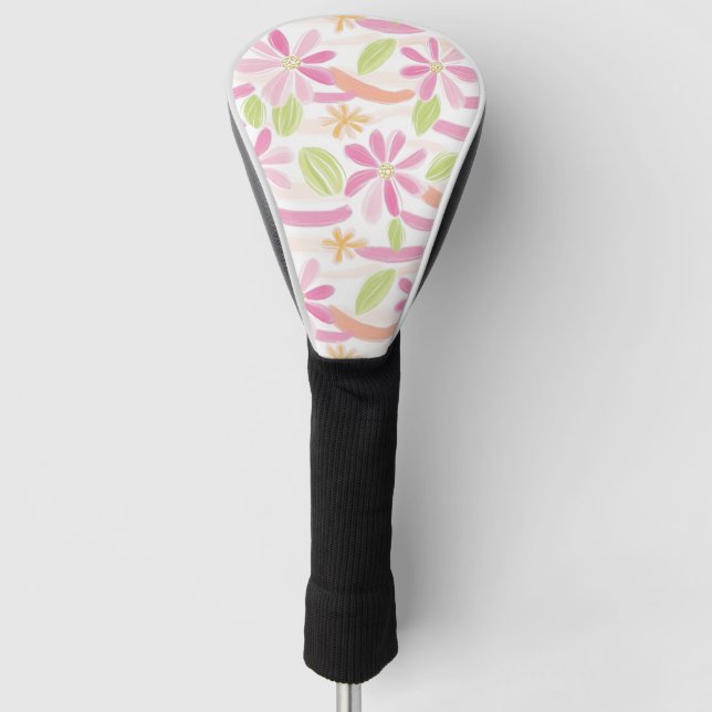 Pastell-Retro-Blumen (2) Golf Headcover (Vorderseite)