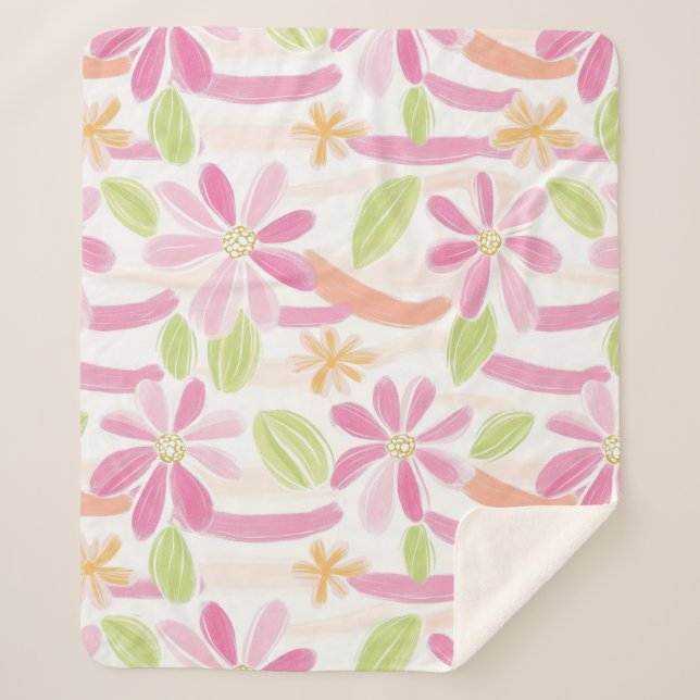 Pastell-Retro-Blumen (2) Sherpadecke (Vorderseite)
