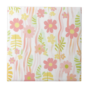 Pastell-Retro-Blumen (3) Fliese