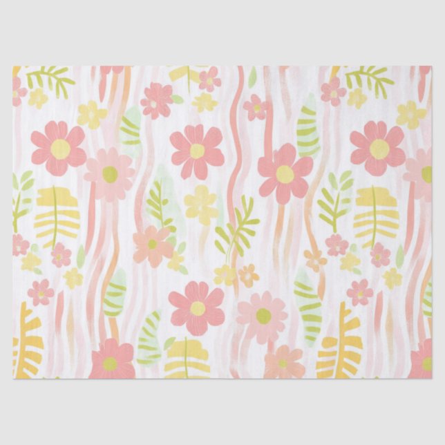 Pastell-Retro-Blumen (3) Seidenpapier (Vorderseite)