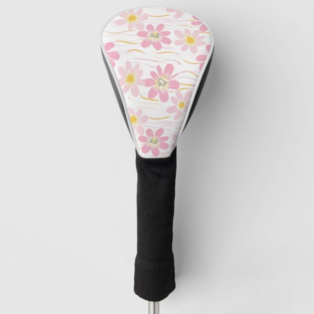 Pastell-Retro-Blumen (4) Golf Headcover (Vorderseite)