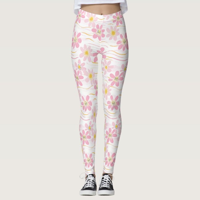 Pastell-Retro-Blumen (4) Leggings (Vorderseite)