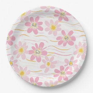 Pastell-Retro-Blumen (4) Pappteller