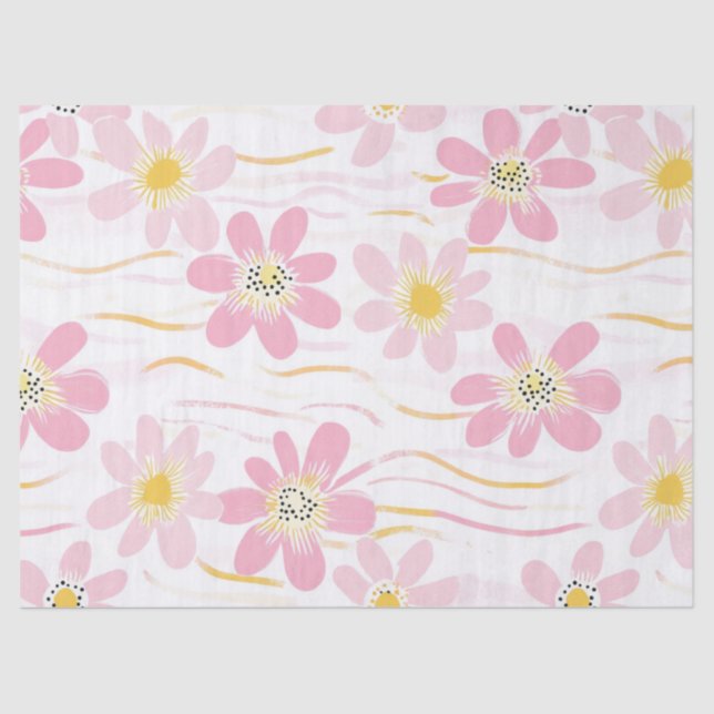 Pastell-Retro-Blumen (4) Seidenpapier (Vorderseite)