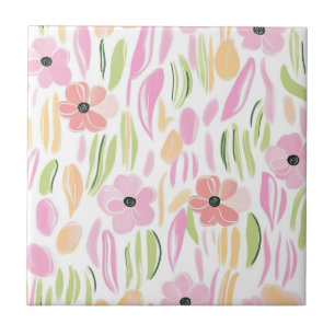 Pastell-Retro-Blumen (5) Fliese