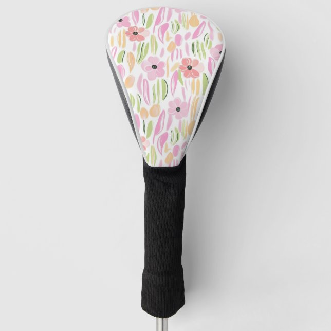 Pastell-Retro-Blumen (5) Golf Headcover (Vorderseite)