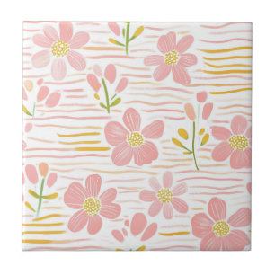 Pastell-Retro-Blumen (6) Fliese
