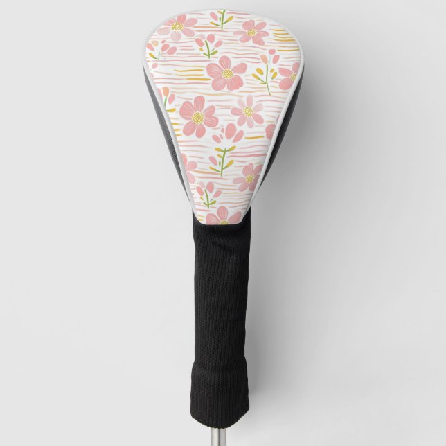 Pastell-Retro-Blumen (6) Golf Headcover (Vorderseite)