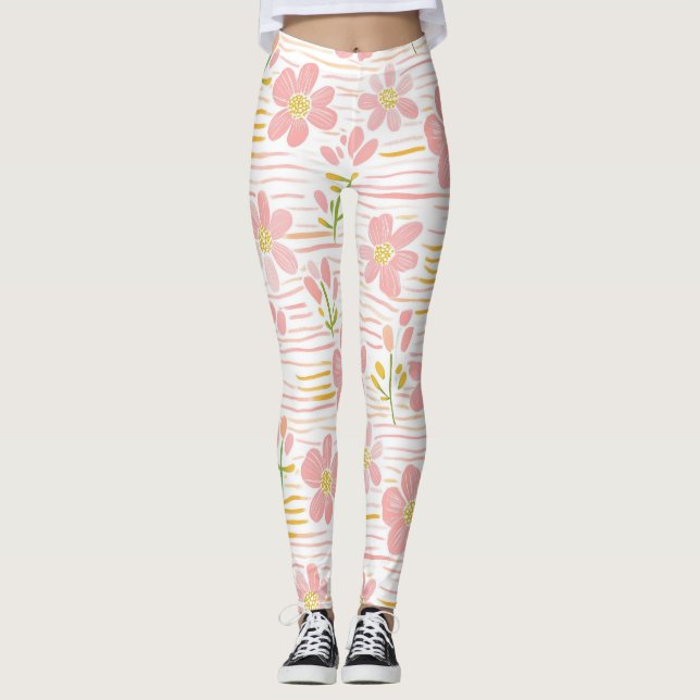 Pastell-Retro-Blumen (6) Leggings (Vorderseite)