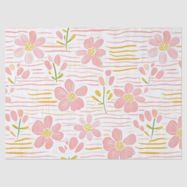 Pastell-Retro-Blumen (6) Seidenpapier (Vorderseite)
