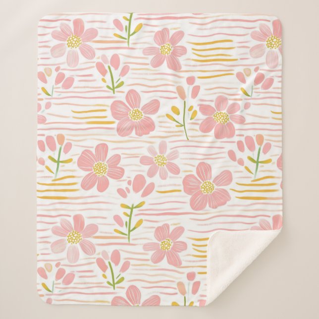 Pastell-Retro-Blumen (6) Sherpadecke (Vorderseite)