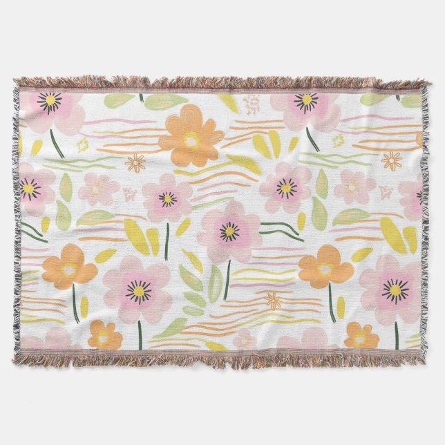 Pastell-Retro-Blumen (7) Decke (Vorderseite)