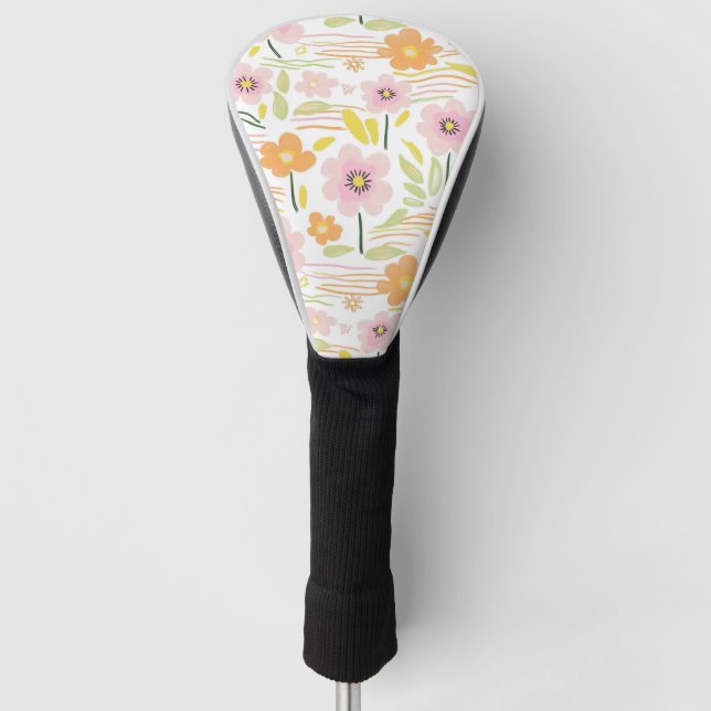 Pastell-Retro-Blumen (7) Golf Headcover (Vorderseite)