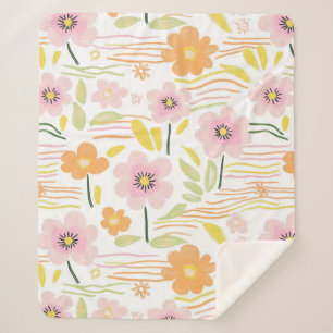 Pastell-Retro-Blumen (7) Sherpadecke