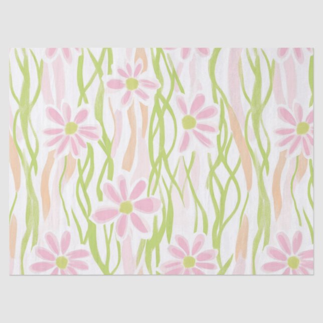 Pastell-Retro-Blumen (8) Seidenpapier (Vorderseite)