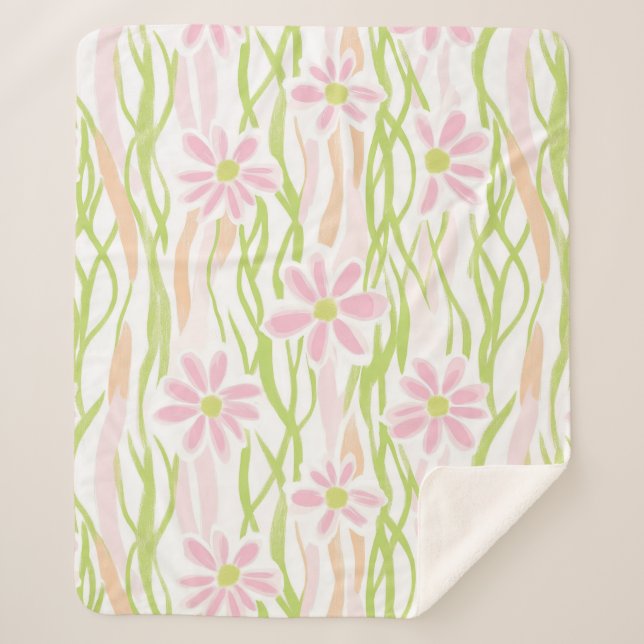 Pastell-Retro-Blumen (8) Sherpadecke (Vorderseite)