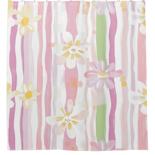 Pastell-Retro-Blumen (9) Duschvorhang (Vorderseite)