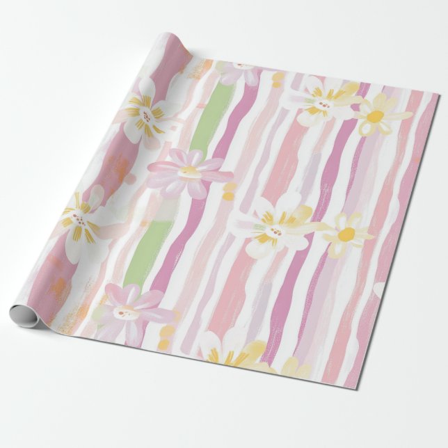 Pastell-Retro-Blumen (9) Geschenkpapier (Ungerollt)
