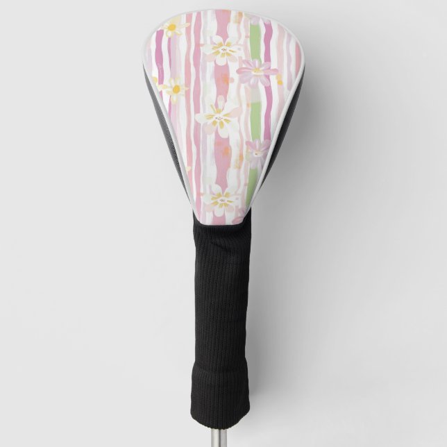 Pastell-Retro-Blumen (9) Golf Headcover (Vorderseite)