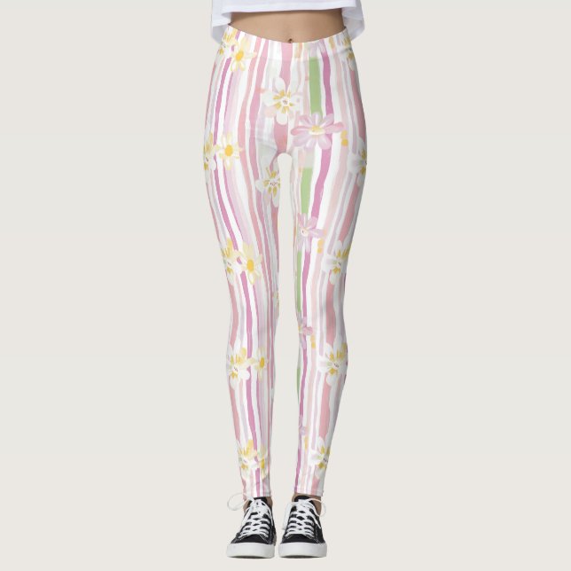 Pastell-Retro-Blumen (9) Leggings (Vorderseite)