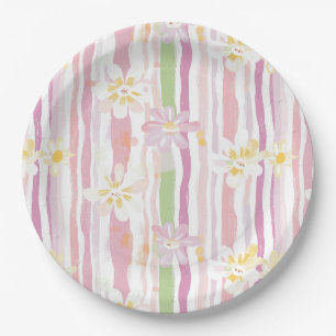 Pastell Retro Blumen (9) Pappteller