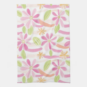 Pastell-Retro-Blumenmuster (2) Geschirrtuch
