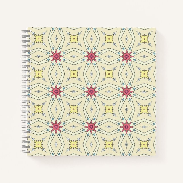 Pastell Retro geometrisches Muster Notizbuch (Vorderseite)